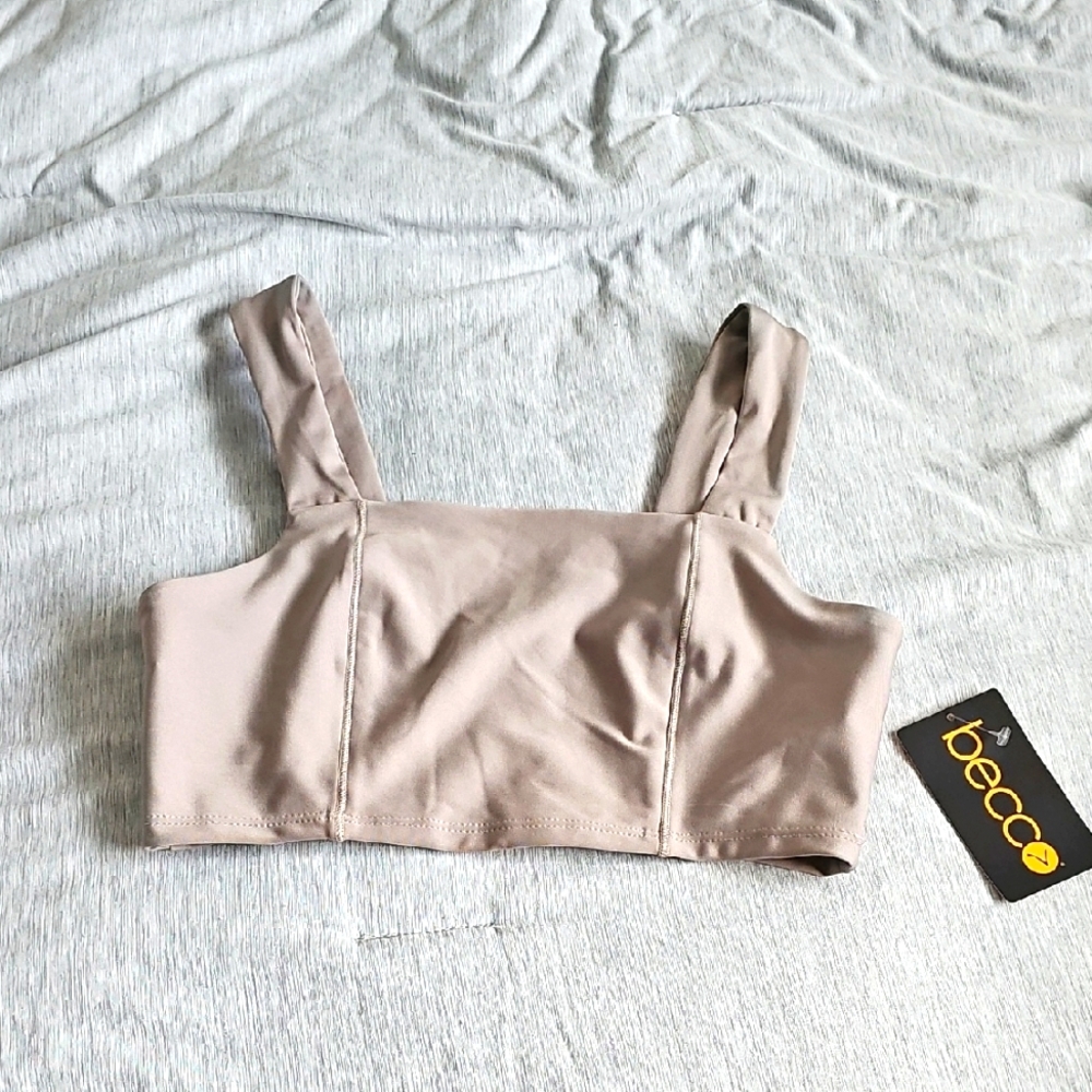 NWT Becca Taupe Square Neck Top